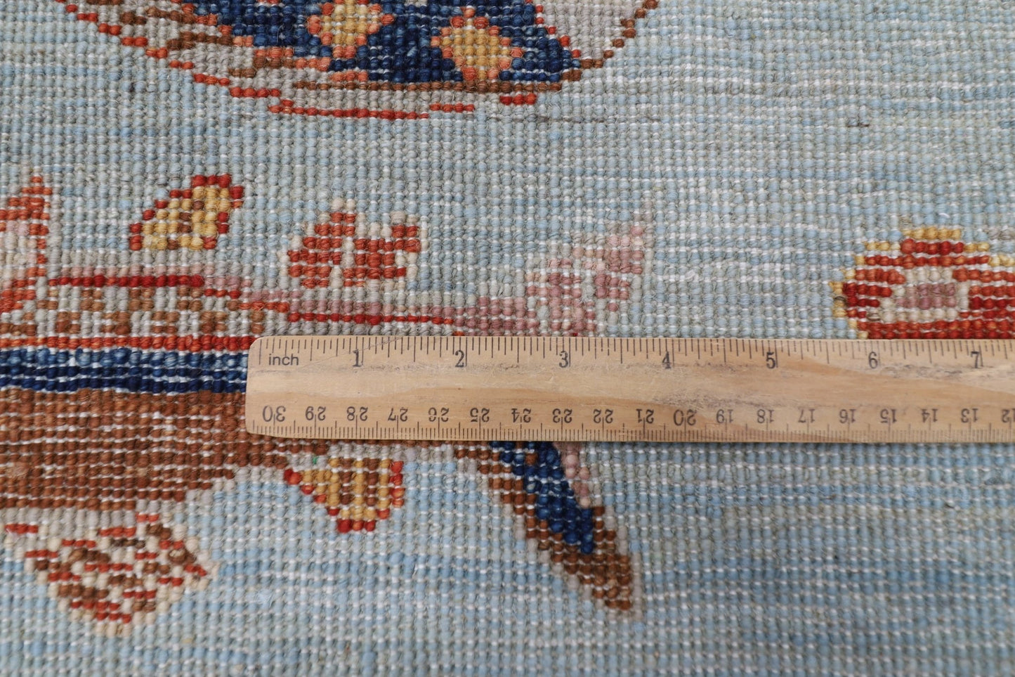 244 x 308 cm | Fish Blue Area Rug Afghan Hand Knotted veg Dye Wool carpet - ART WOOL CARPET