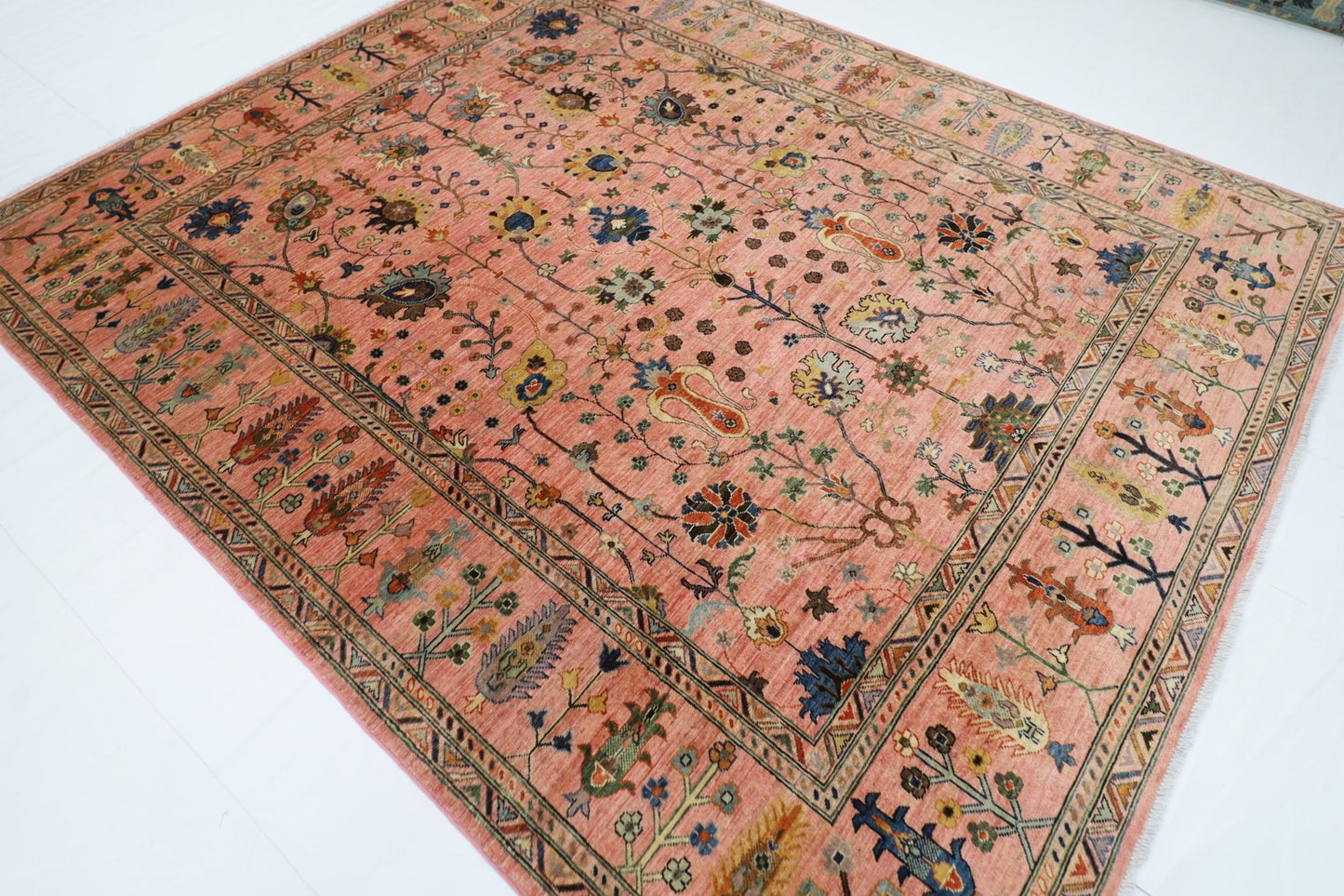 245 x 298 cm | Oriental Sultani Pink Area Rug Afghan Hand Knotted Veg Dye Wool carpet - ART WOOL CARPET