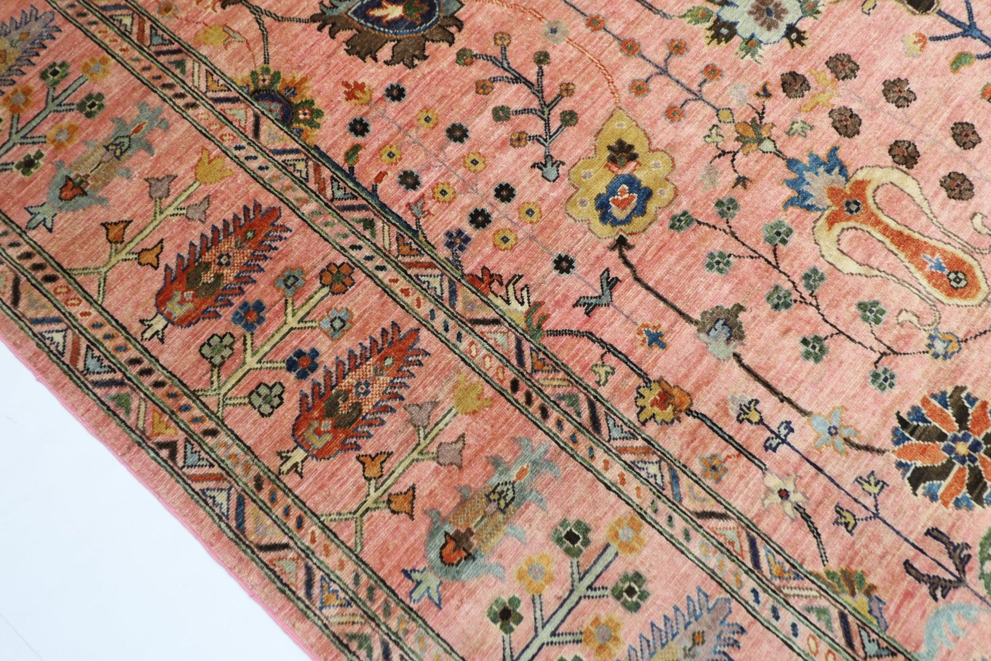245 x 298 cm | Oriental Sultani Pink Area Rug Afghan Hand Knotted Veg Dye Wool carpet - ART WOOL CARPET