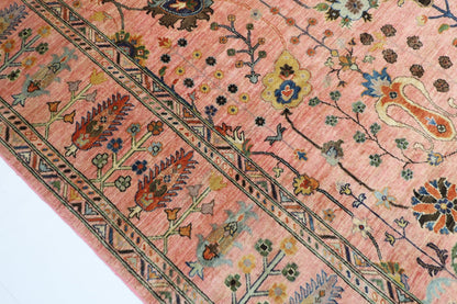 245 x 298 cm | Oriental Sultani Pink Area Rug Afghan Hand Knotted Veg Dye Wool carpet - ART WOOL CARPET