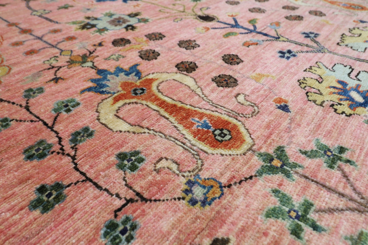 245 x 298 cm | Oriental Sultani Pink Area Rug Afghan Hand Knotted Veg Dye Wool carpet - ART WOOL CARPET