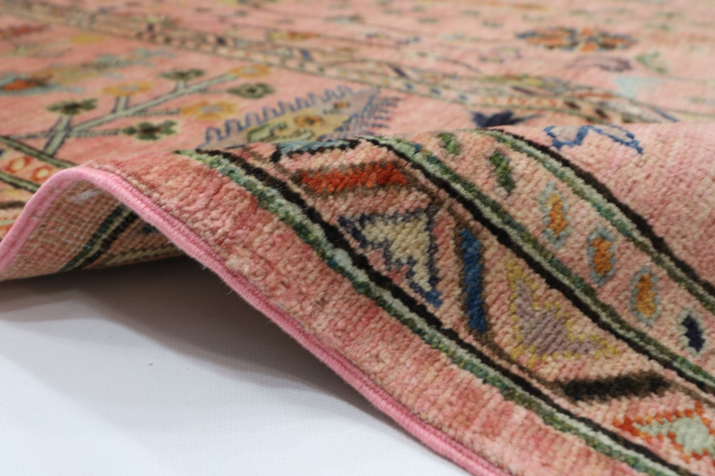 245 x 298 cm | Oriental Sultani Pink Area Rug Afghan Hand Knotted Veg Dye Wool carpet - ART WOOL CARPET