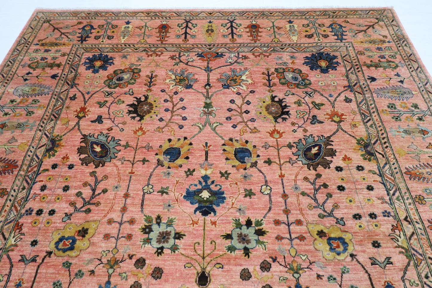 245 x 298 cm | Oriental Sultani Pink Area Rug Afghan Hand Knotted Veg Dye Wool carpet - ART WOOL CARPET