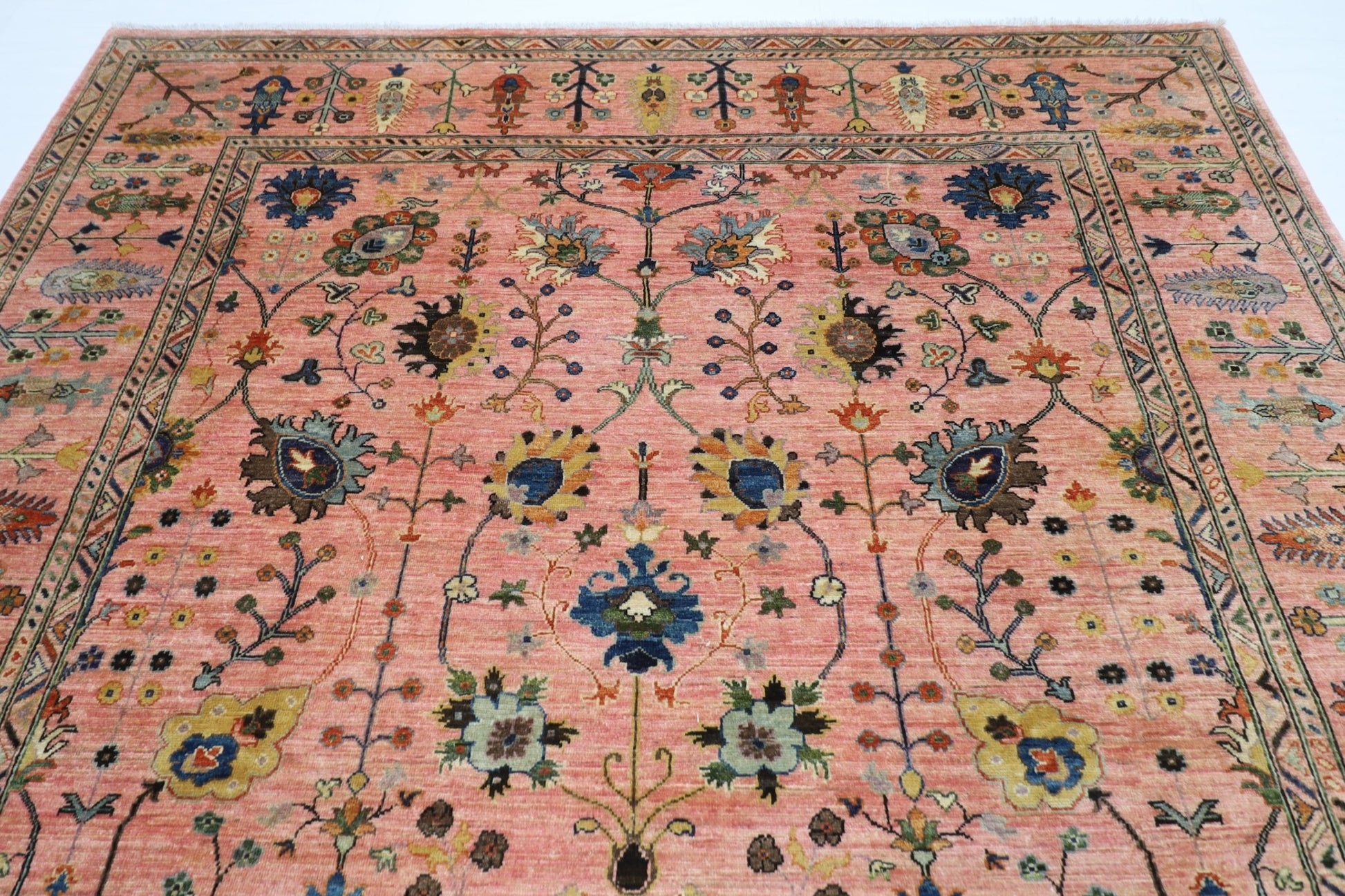245 x 298 cm | Oriental Sultani Pink Area Rug Afghan Hand Knotted Veg Dye Wool carpet - ART WOOL CARPET