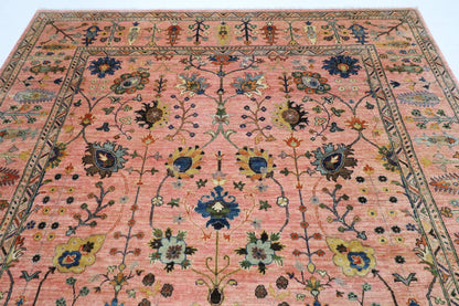 245 x 298 cm | Oriental Sultani Pink Area Rug Afghan Hand Knotted Veg Dye Wool carpet - ART WOOL CARPET