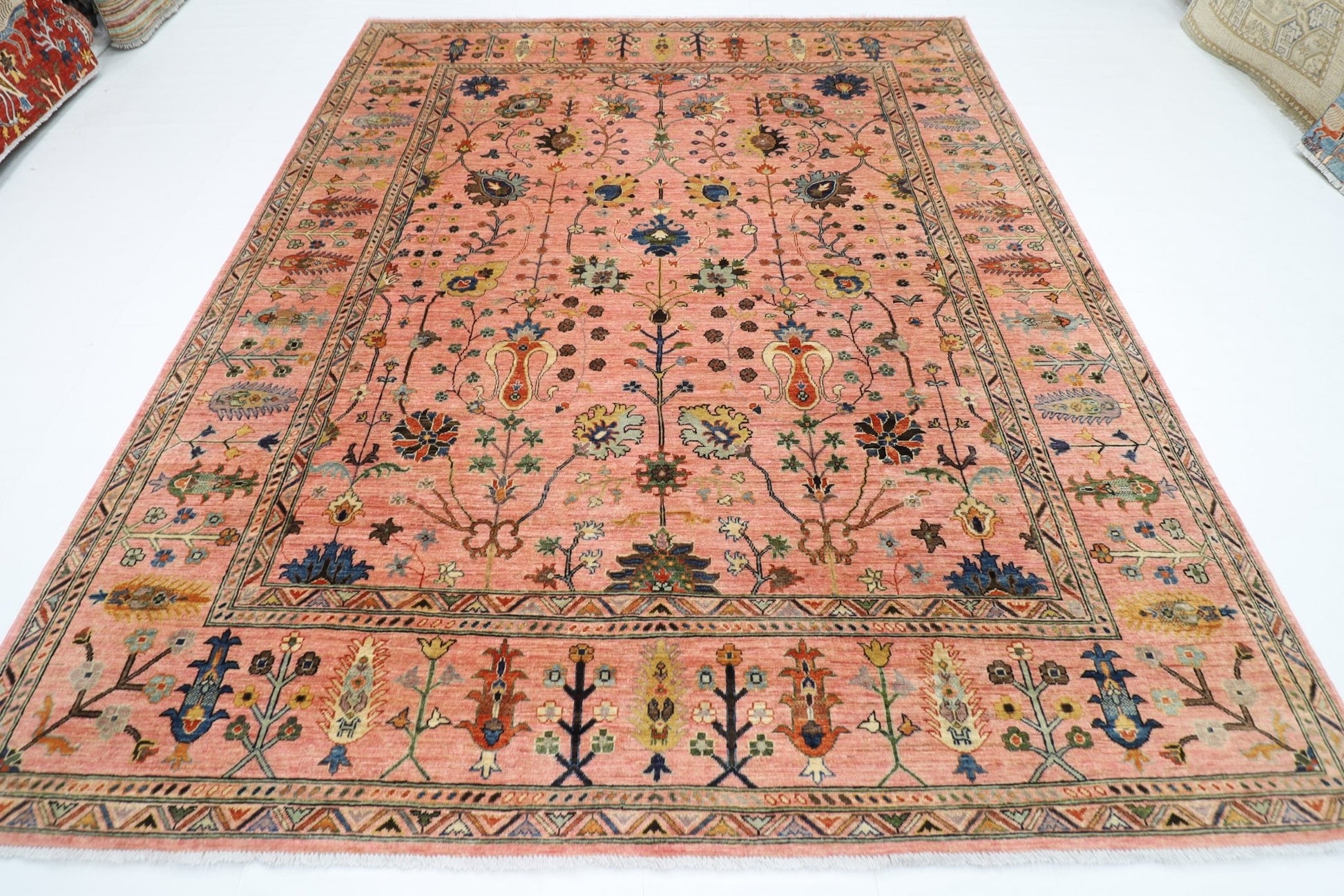 245 x 298 cm | Oriental Sultani Pink Area Rug Afghan Hand Knotted Veg Dye Wool carpet - ART WOOL CARPET