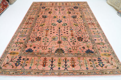 245 x 298 cm | Oriental Sultani Pink Area Rug Afghan Hand Knotted Veg Dye Wool carpet - ART WOOL CARPET