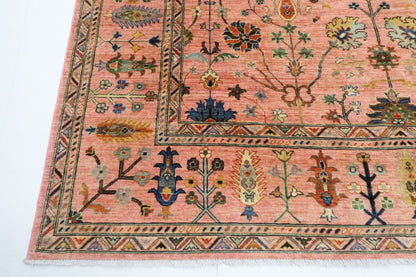 245 x 298 cm | Oriental Sultani Pink Area Rug Afghan Hand Knotted Veg Dye Wool carpet - ART WOOL CARPET