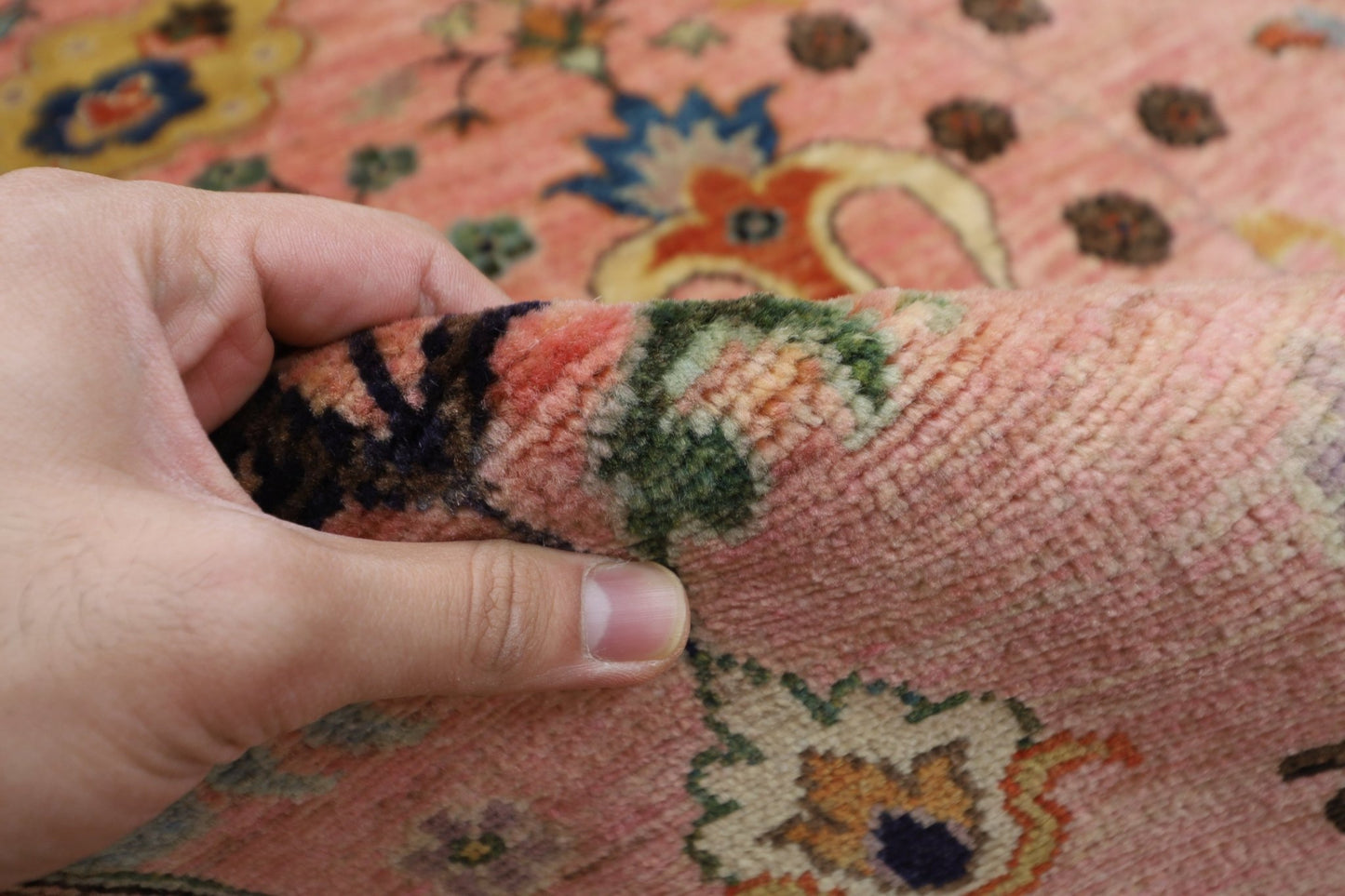 245 x 298 cm | Oriental Sultani Pink Area Rug Afghan Hand Knotted Veg Dye Wool carpet - ART WOOL CARPET