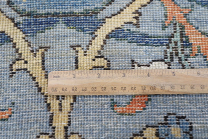 246 x 297 cm | Foral Blue Oriental Area Rug Afghan Hand Knotted Veg Dye Wool carpet - ART WOOL CARPET