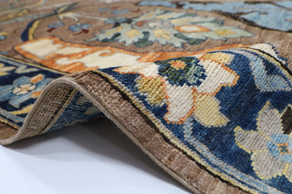 247 x 301 cm | Traditional Brown Area Rug Afghan Hand Knotted veg Dye Wool carpet - ART WOOL CARPET