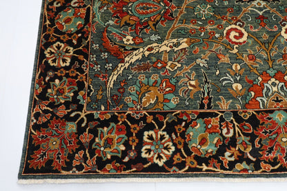 249 x 298 cm | Oriental Green Area Rug Afghan Hand Knotted Veg Dye Wool carpet - ART WOOL CARPET