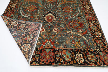 249 x 298 cm | Oriental Green Area Rug Afghan Hand Knotted Veg Dye Wool carpet - ART WOOL CARPET