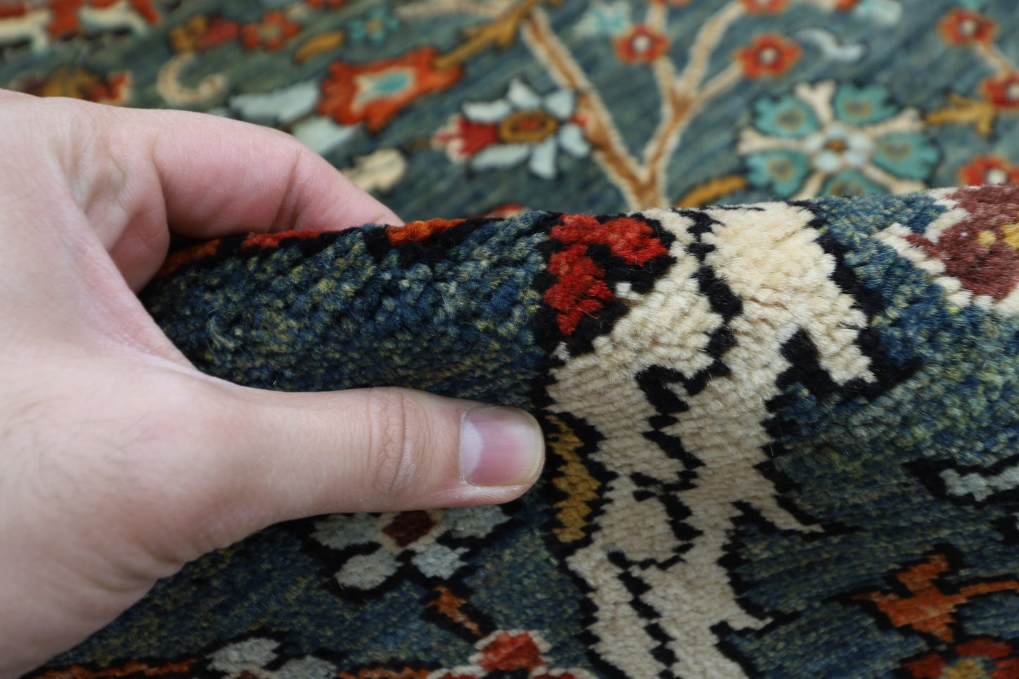 249 x 298 cm | Oriental Green Area Rug Afghan Hand Knotted Veg Dye Wool carpet - ART WOOL CARPET