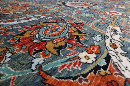 249 x 298 cm | Oriental Green Area Rug Afghan Hand Knotted Veg Dye Wool carpet - ART WOOL CARPET