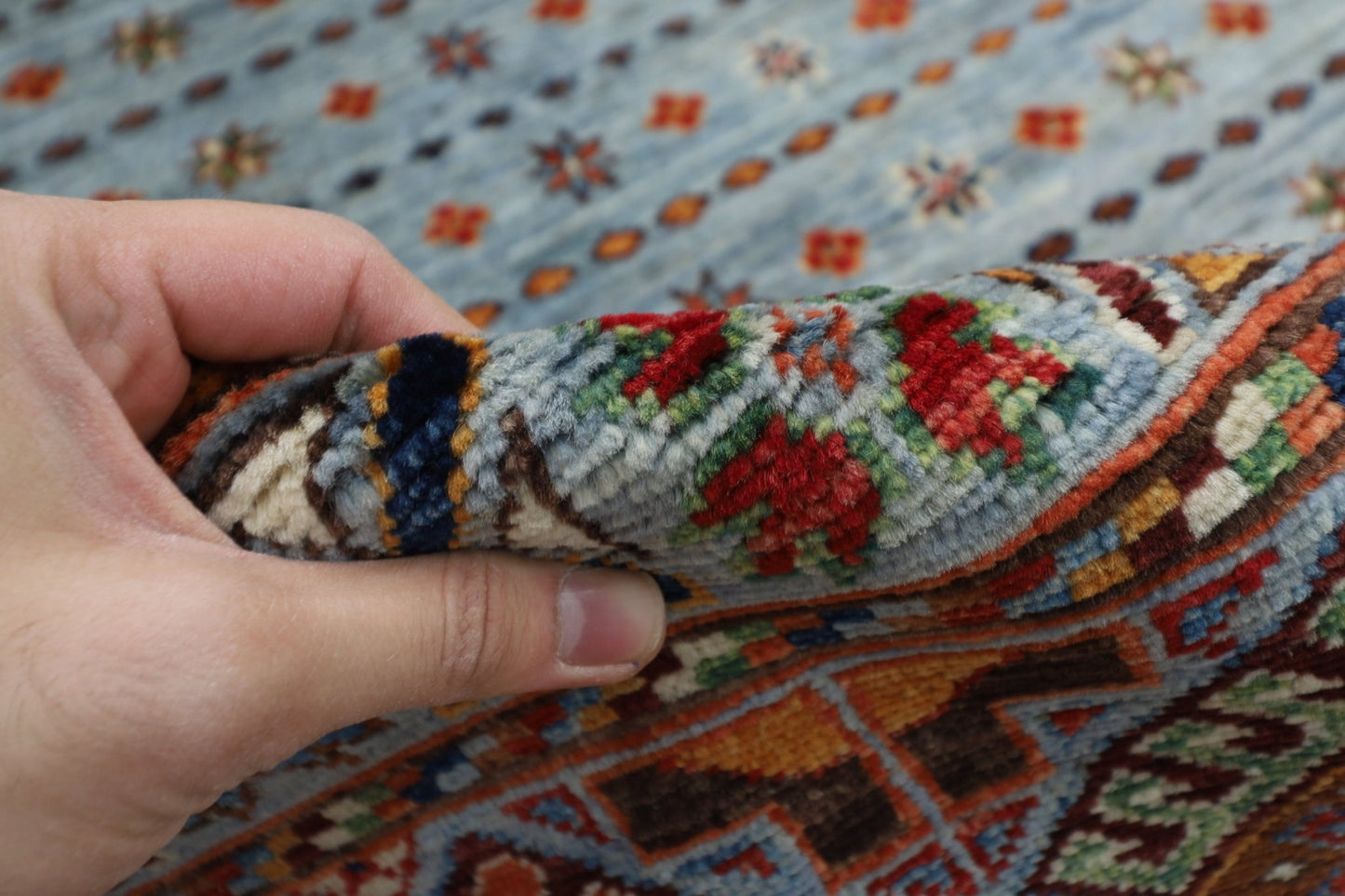 250 x 345 cm | Traditional Gray Area Rug Afghan Hand Knotted veg Dye Wool carpet - ART WOOL CARPET