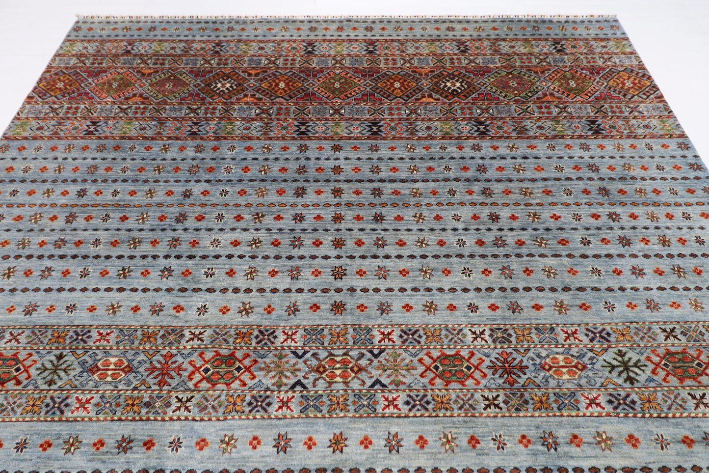 250 x 345 cm | Traditional Gray Area Rug Afghan Hand Knotted veg Dye Wool carpet - ART WOOL CARPET