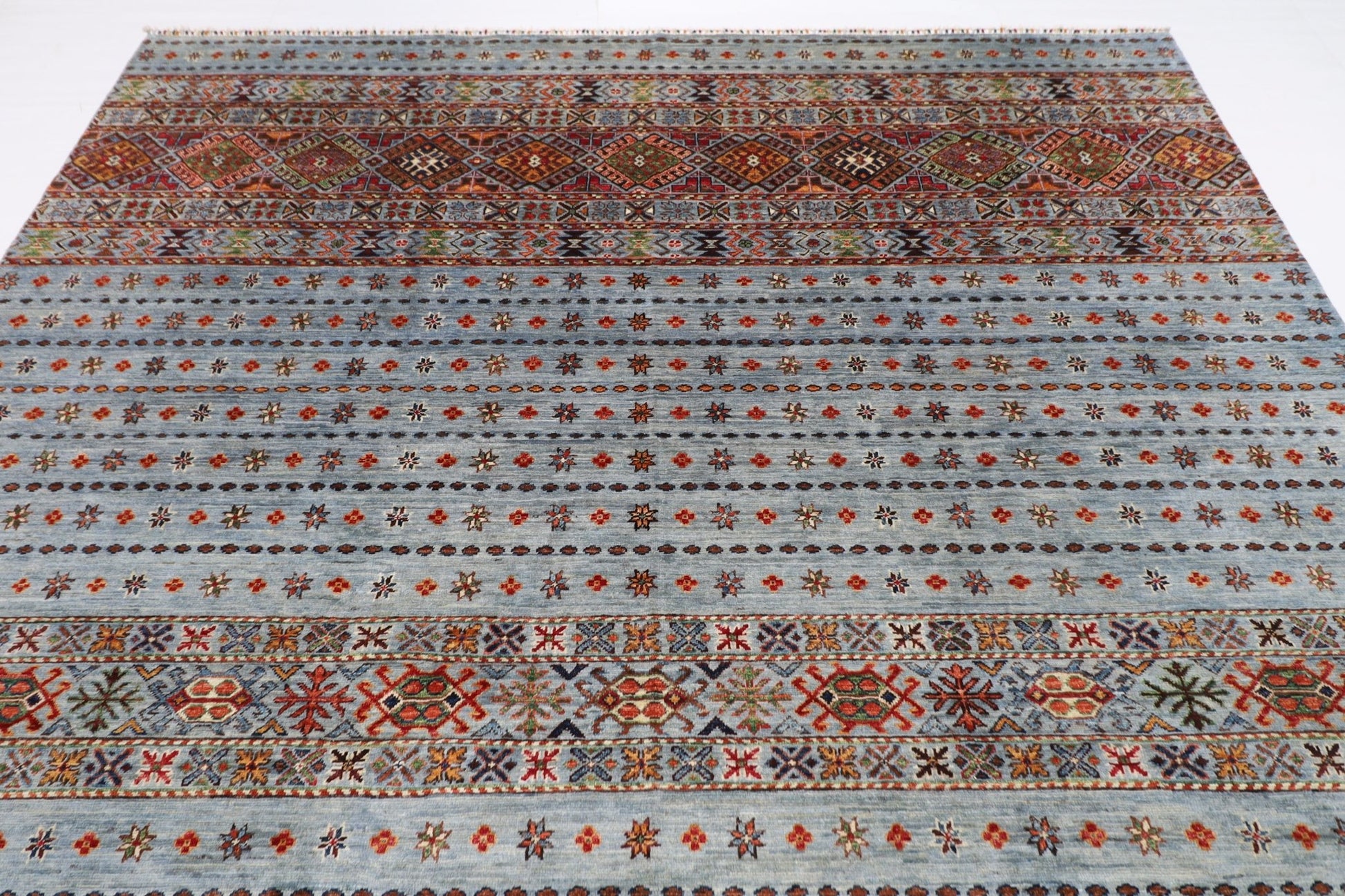 250 x 345 cm | Traditional Gray Area Rug Afghan Hand Knotted veg Dye Wool carpet - ART WOOL CARPET