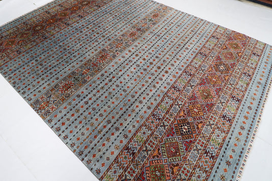 250 x 345 cm | Traditional Gray Area Rug Afghan Hand Knotted veg Dye Wool carpet - ART WOOL CARPET