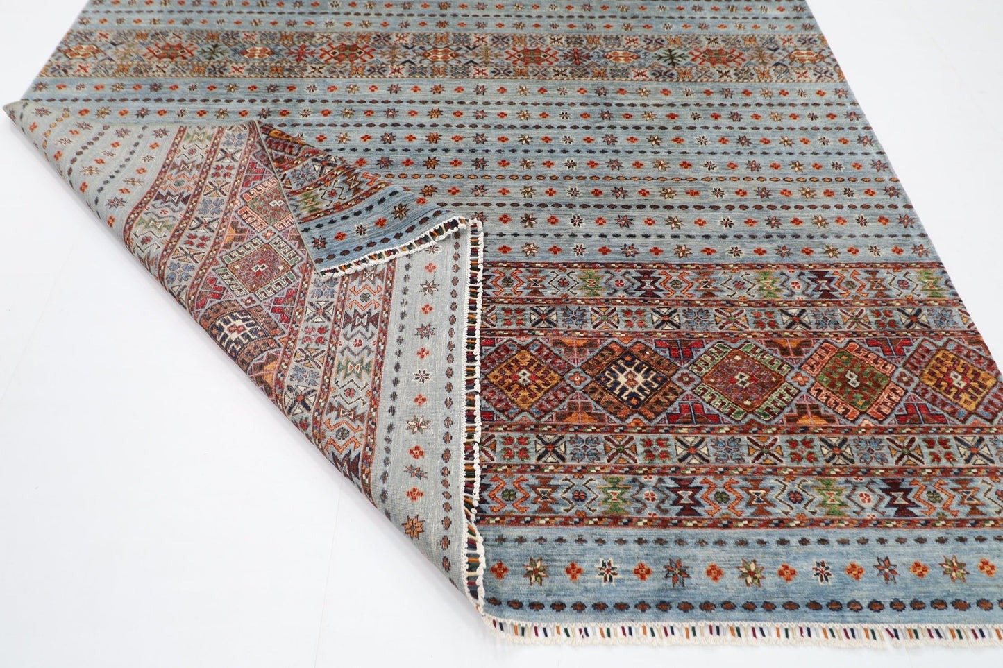 250 x 345 cm | Traditional Gray Area Rug Afghan Hand Knotted veg Dye Wool carpet - ART WOOL CARPET