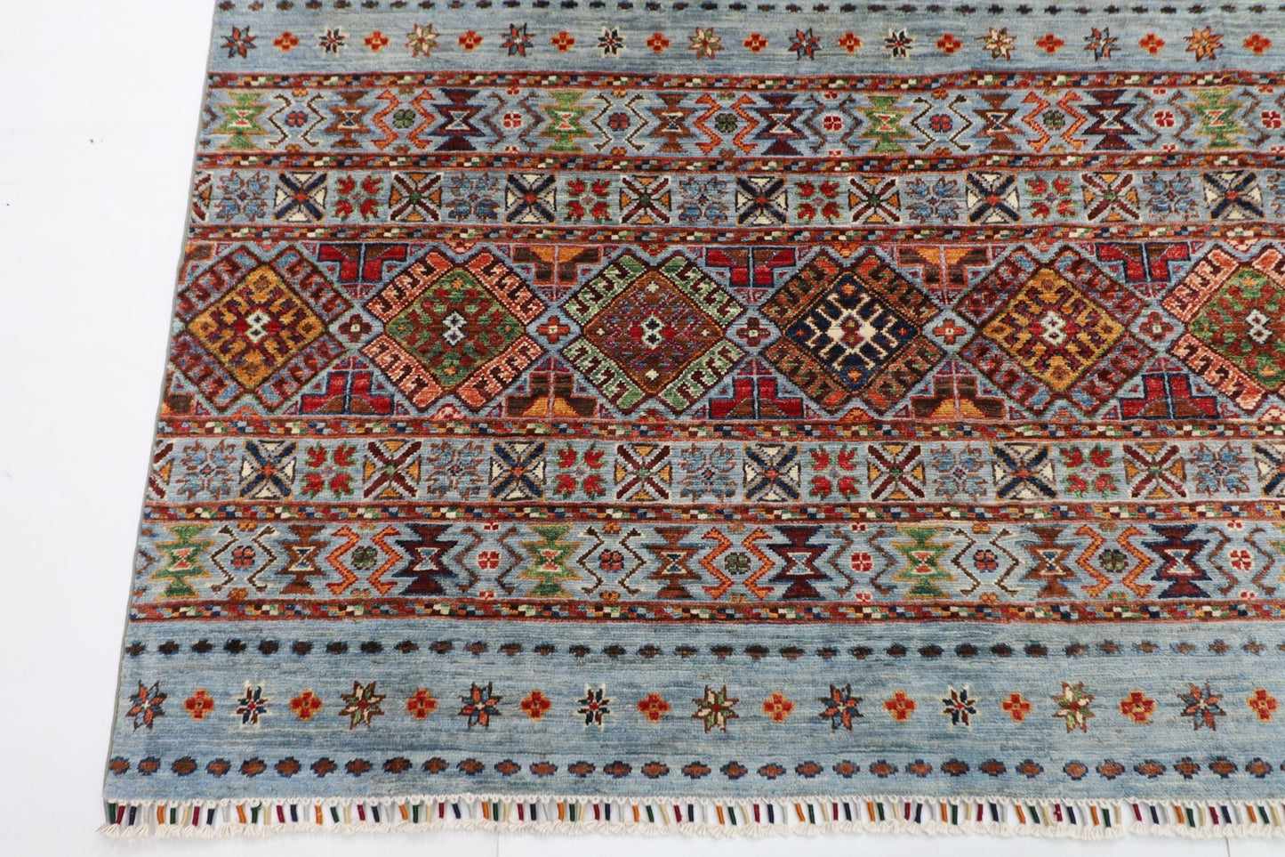 250 x 345 cm | Traditional Gray Area Rug Afghan Hand Knotted veg Dye Wool carpet - ART WOOL CARPET