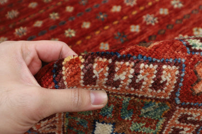 252 x 351 cm | Gabbeh Red Area Rug Afghan Hand Knotted veg Dye Wool carpet - ART WOOL CARPET