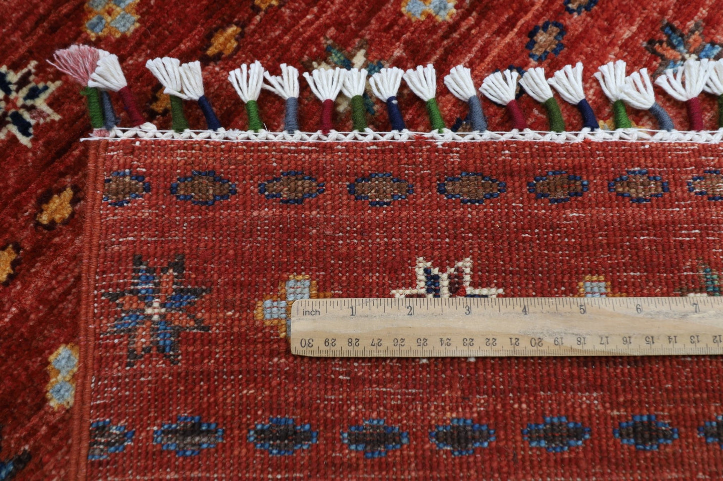 252 x 351 cm | Gabbeh Red Area Rug Afghan Hand Knotted veg Dye Wool carpet - ART WOOL CARPET