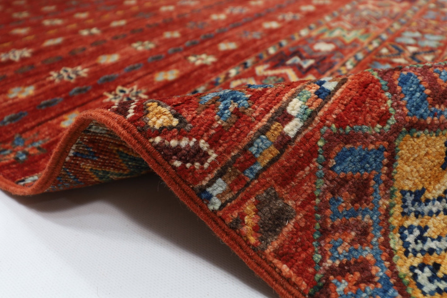 252 x 351 cm | Gabbeh Red Area Rug Afghan Hand Knotted veg Dye Wool carpet - ART WOOL CARPET