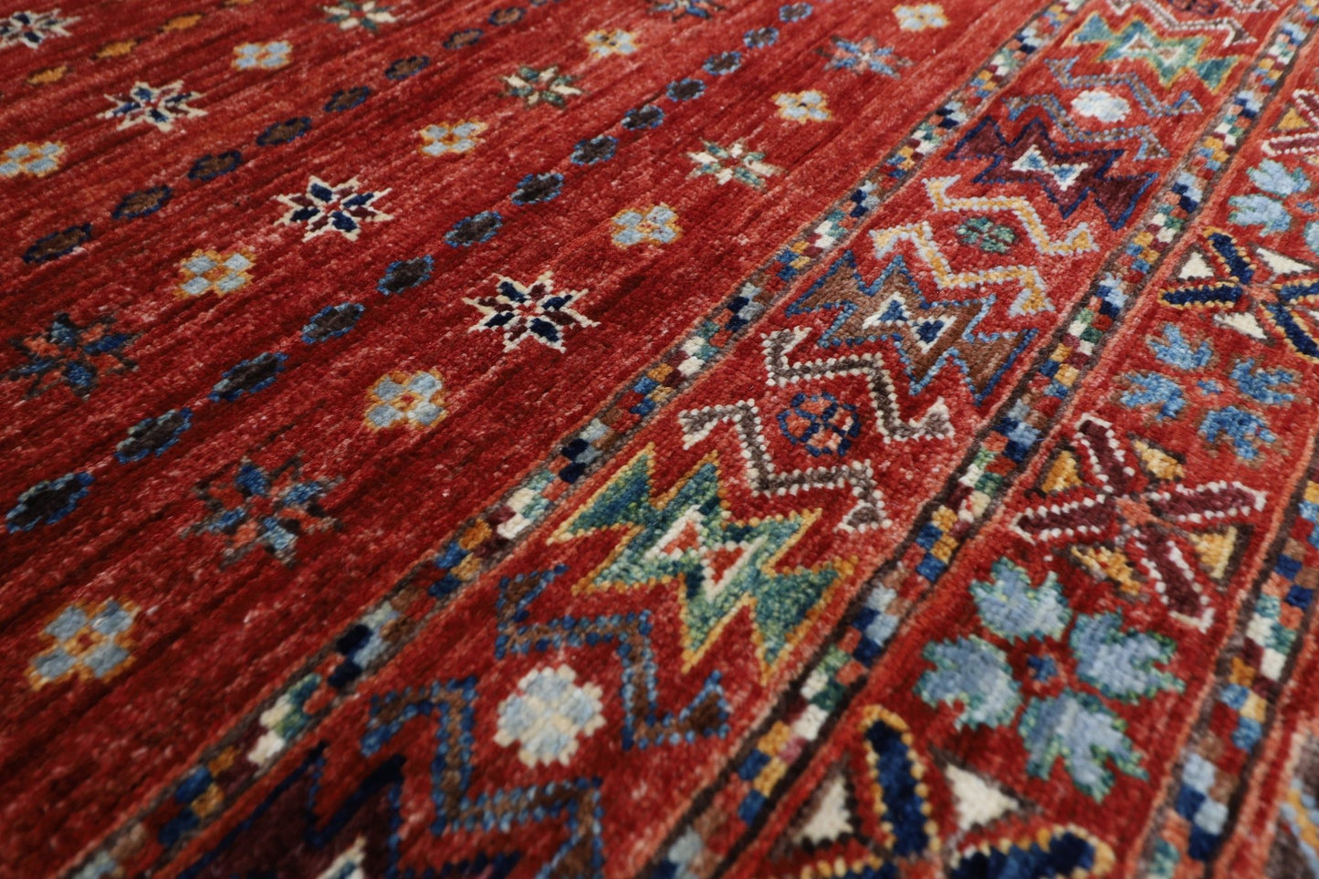 252 x 351 cm | Gabbeh Red Area Rug Afghan Hand Knotted veg Dye Wool carpet - ART WOOL CARPET