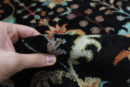 253 x 303 cm | Oriental Sultani Black Area Rug Afghan Hand Knotted Veg Dye Wool carpet - ART WOOL CARPET