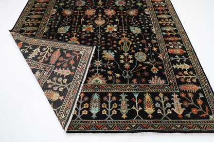 253 x 303 cm | Oriental Sultani Black Area Rug Afghan Hand Knotted Veg Dye Wool carpet - ART WOOL CARPET