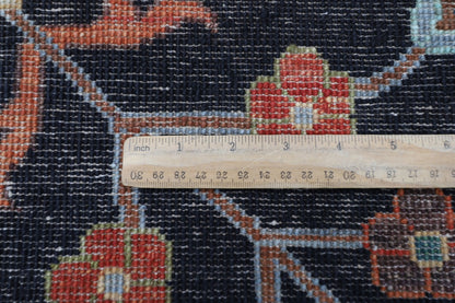253 x 303 cm | Oriental Sultani Black Area Rug Afghan Hand Knotted Veg Dye Wool carpet - ART WOOL CARPET