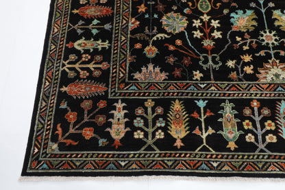 253 x 303 cm | Oriental Sultani Black Area Rug Afghan Hand Knotted Veg Dye Wool carpet - ART WOOL CARPET