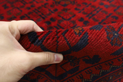 254 x 349 cm | Bokhara Red Oriental Area Rug Afghan Hand Knotted Wool carpet - ART WOOL CARPET