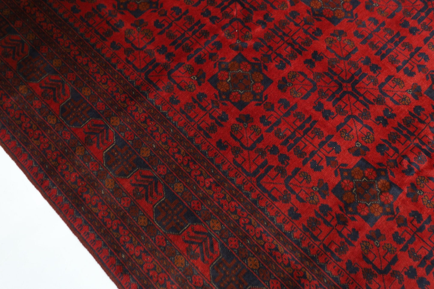 254 x 349 cm | Bokhara Red Oriental Area Rug Afghan Hand Knotted Wool carpet - ART WOOL CARPET