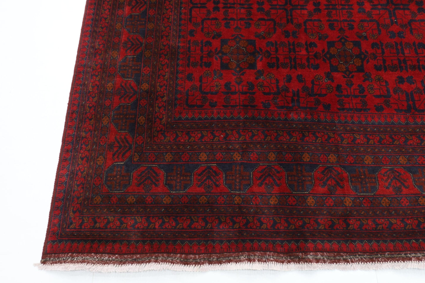 254 x 349 cm | Bokhara Red Oriental Area Rug Afghan Hand Knotted Wool carpet - ART WOOL CARPET