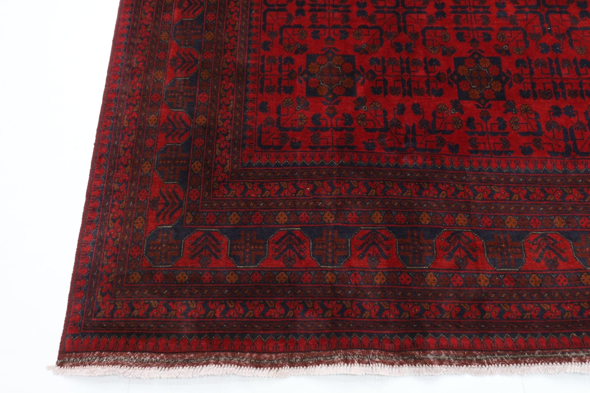254 x 349 cm | Bokhara Red Oriental Area Rug Afghan Hand Knotted Wool carpet - ART WOOL CARPET