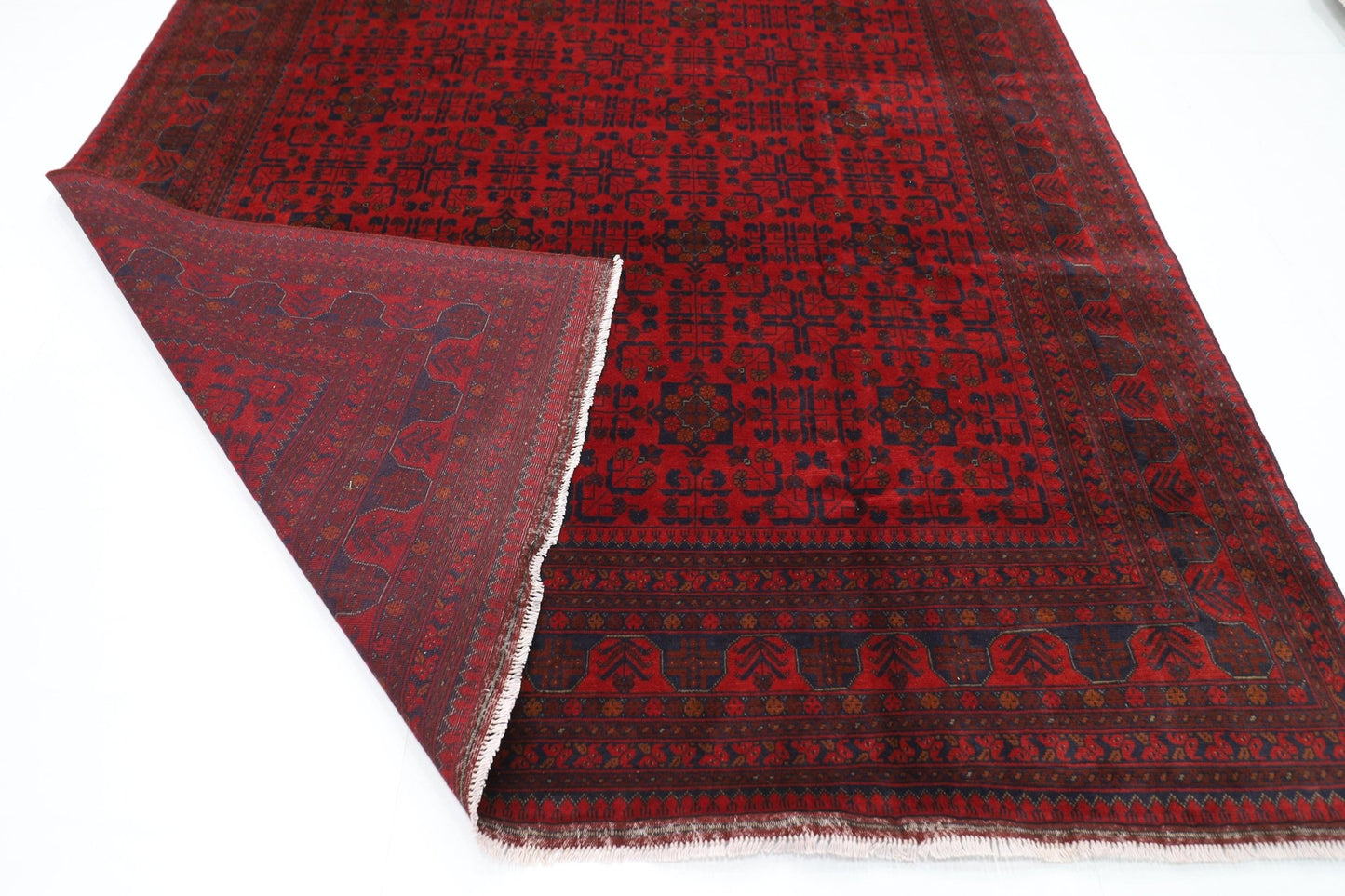 254 x 349 cm | Bokhara Red Oriental Area Rug Afghan Hand Knotted Wool carpet - ART WOOL CARPET