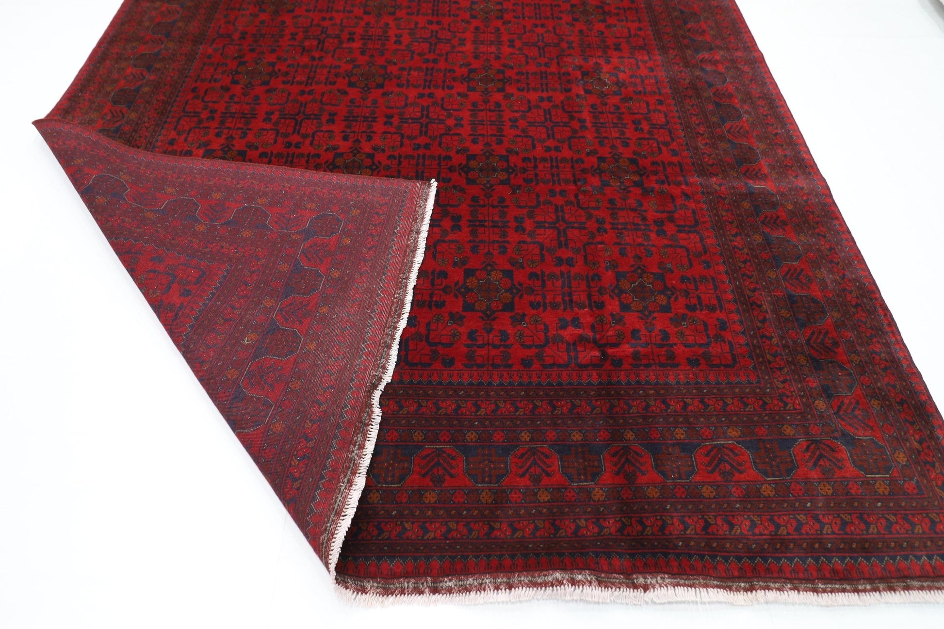 254 x 349 cm | Bokhara Red Oriental Area Rug Afghan Hand Knotted Wool carpet - ART WOOL CARPET