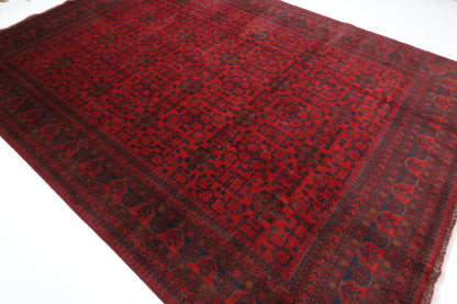 254 x 349 cm | Bokhara Red Oriental Area Rug Afghan Hand Knotted Wool carpet - ART WOOL CARPET