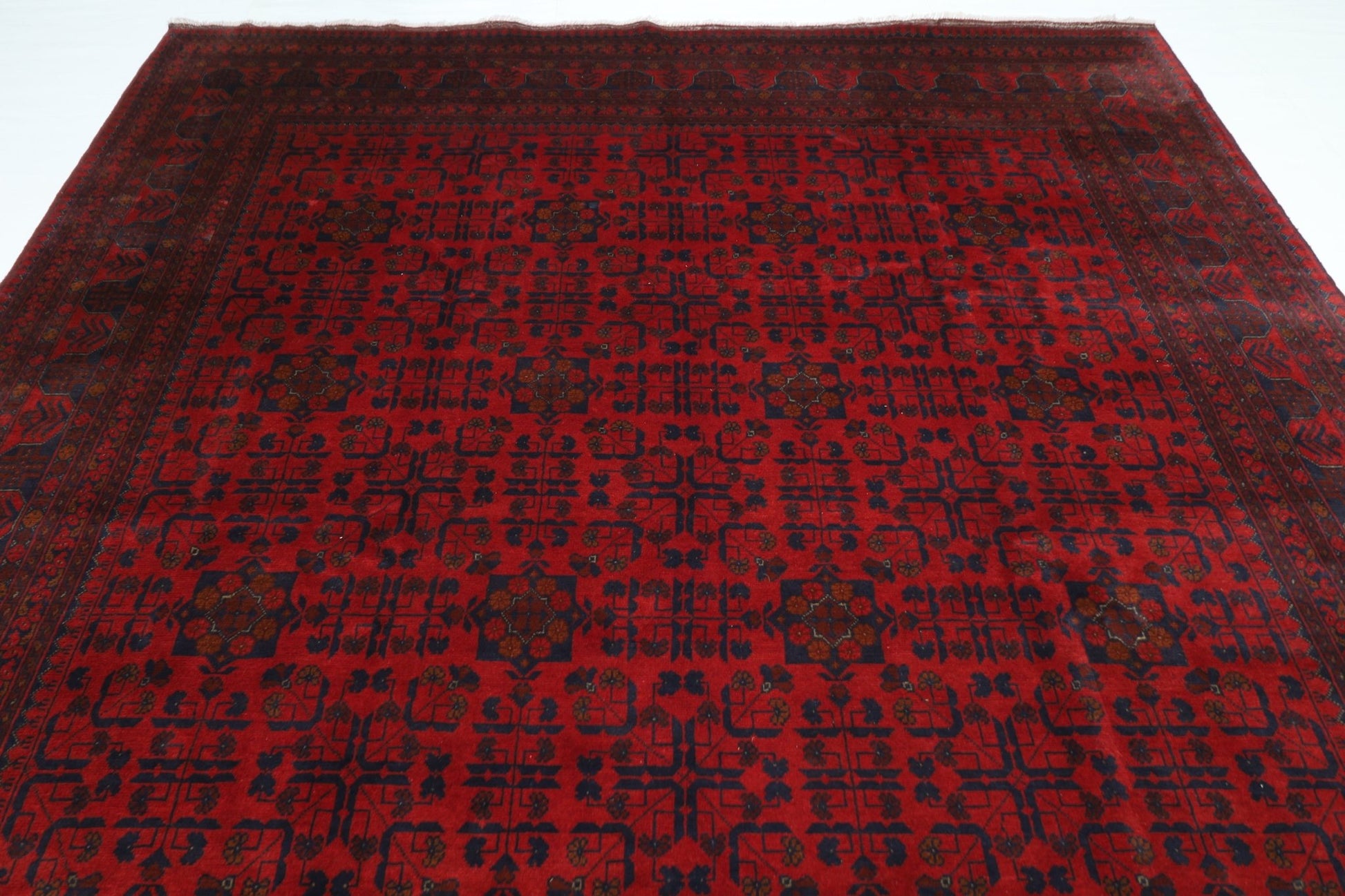 254 x 349 cm | Bokhara Red Oriental Area Rug Afghan Hand Knotted Wool carpet - ART WOOL CARPET