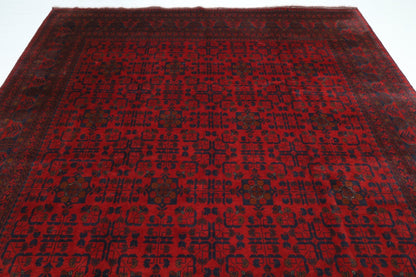 254 x 349 cm | Bokhara Red Oriental Area Rug Afghan Hand Knotted Wool carpet - ART WOOL CARPET
