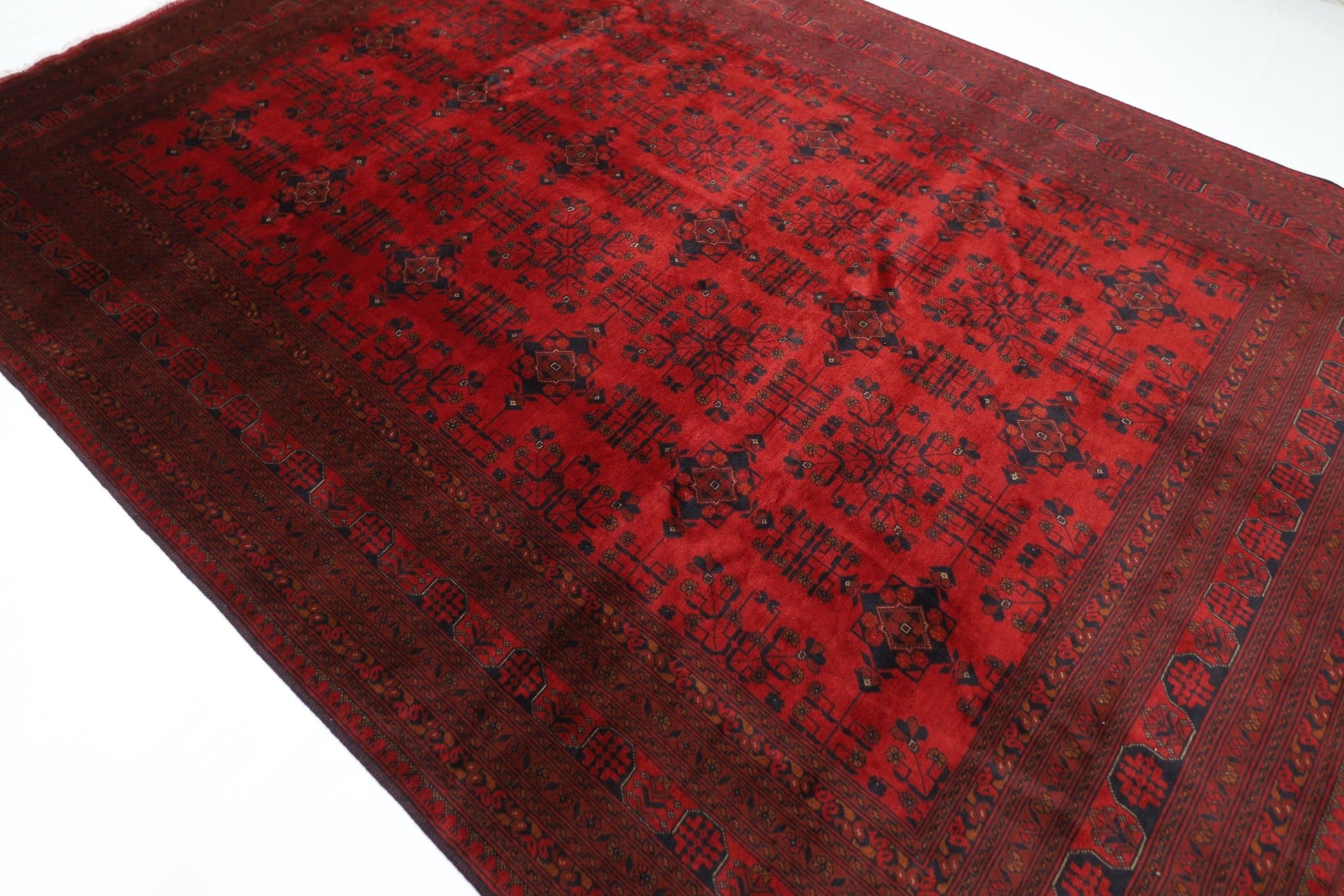 256 x 356 cm | Bokhara Red Oriental Area Rug Afghan Hand Knotted Wool carpet - ART WOOL CARPET