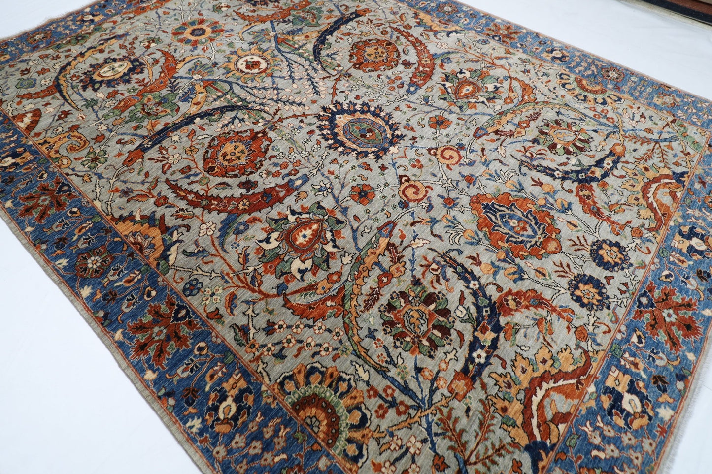 269 x 361 cm | Bidjar Gray Area Rug Afghan Hand Knotted veg Dye Wool carpet - ART WOOL CARPET