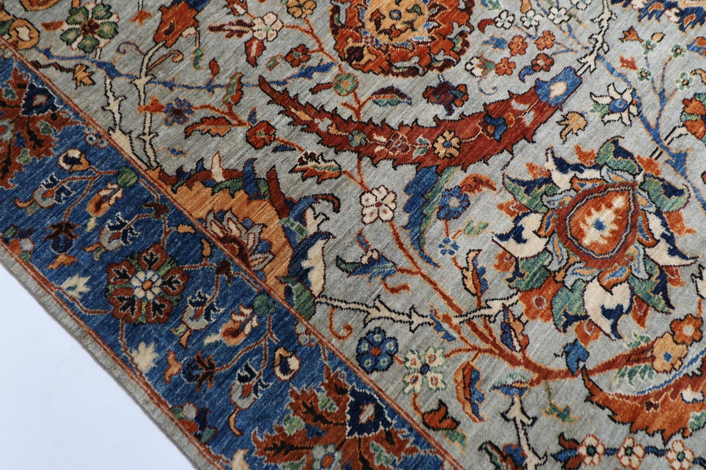 269 x 361 cm | Bidjar Gray Area Rug Afghan Hand Knotted veg Dye Wool carpet - ART WOOL CARPET