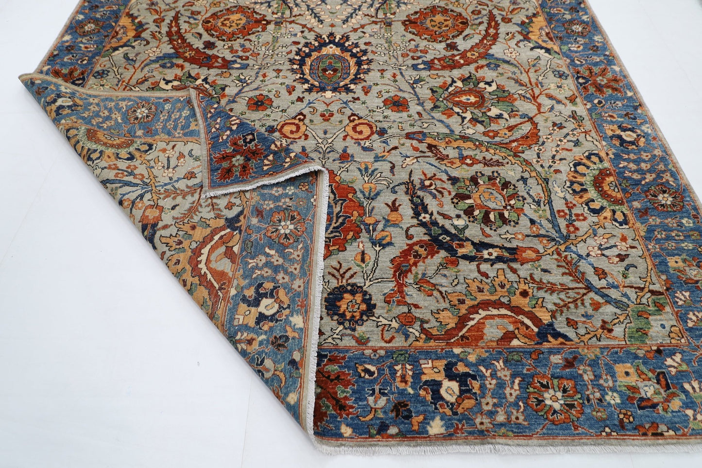 269 x 361 cm | Bidjar Gray Area Rug Afghan Hand Knotted veg Dye Wool carpet - ART WOOL CARPET