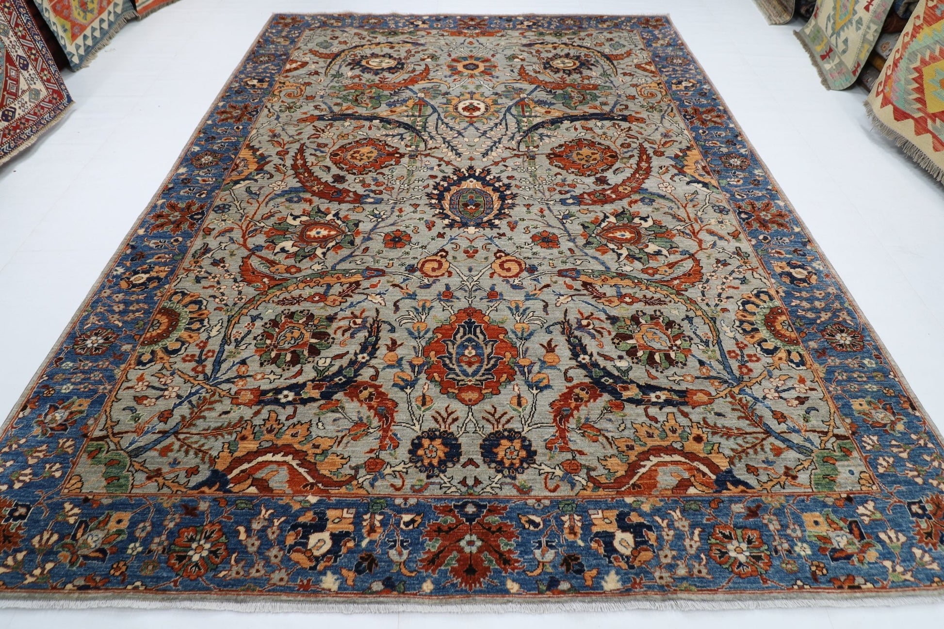 269 x 361 cm | Bidjar Gray Area Rug Afghan Hand Knotted veg Dye Wool carpet - ART WOOL CARPET