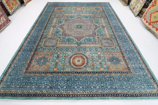 271 x 370 cm | Traditional Mamluk Area Rug Afghan Hand Knotted veg Dye Wool carpet - ART WOOL CARPET
