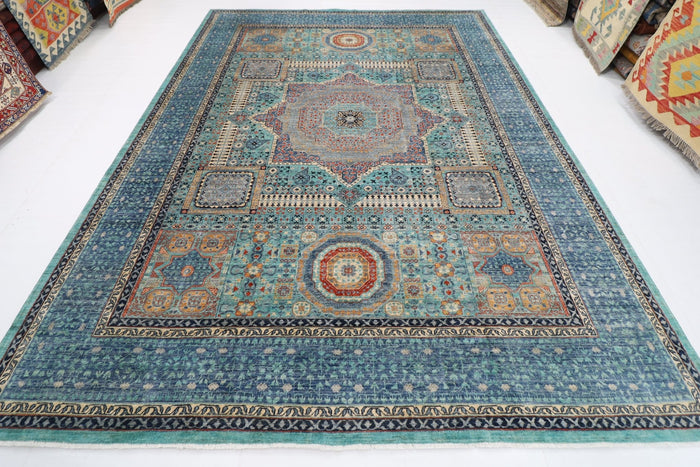271 x 370 cm | Traditional Mamluk Area Rug Afghan Hand Knotted veg Dye Wool carpet