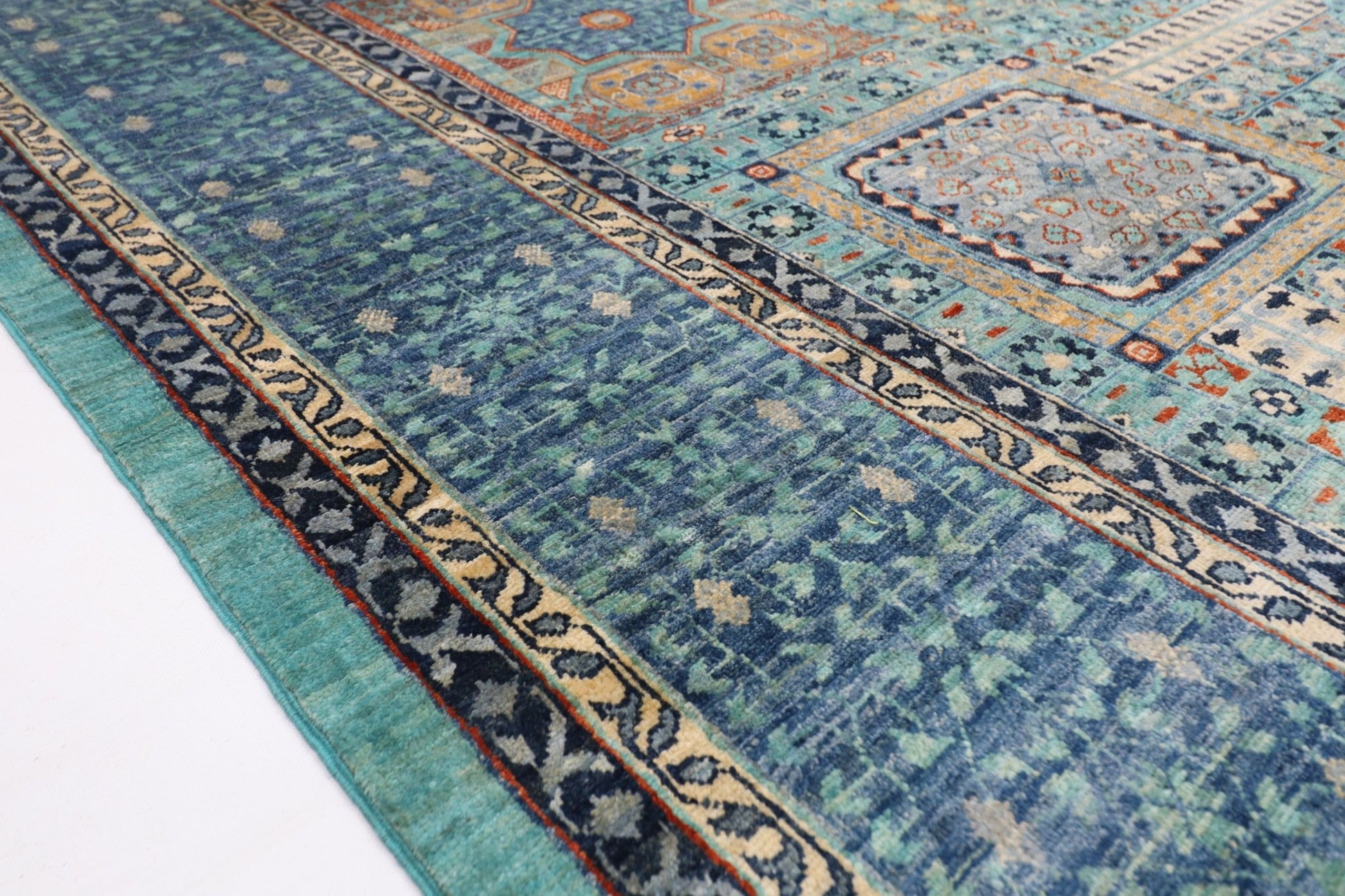 271 x 370 cm | Traditional Mamluk Area Rug Afghan Hand Knotted veg Dye Wool carpet - ART WOOL CARPET